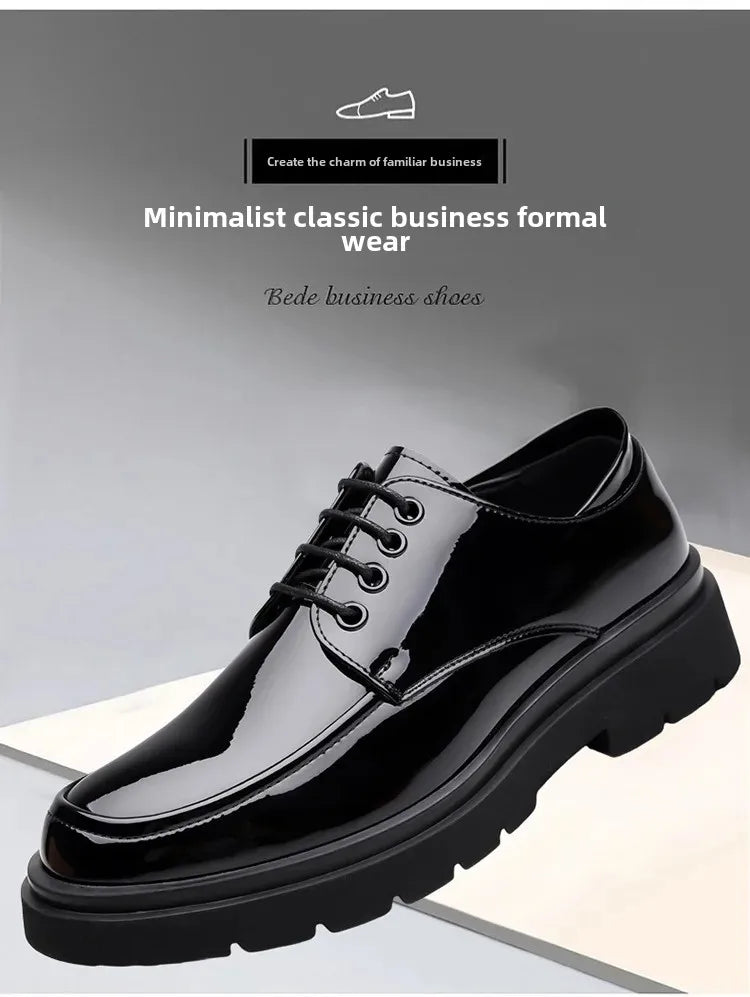 2025 Autumn Patent Leather Men's Business Formal Tie-Up Shoes Safety Professional Bata Breathable Men's Shoes botas para hombre