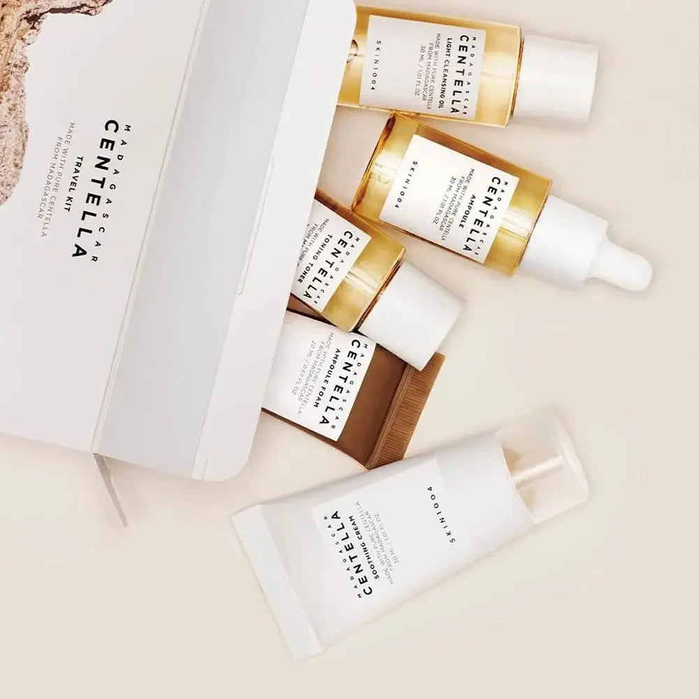 SKIN1004 Madagascar Centella Asiatica Skin Care Set 5pcs Facial Cleansing Oil Foam Ampoule Toner Cream Soothing Whitening Kit