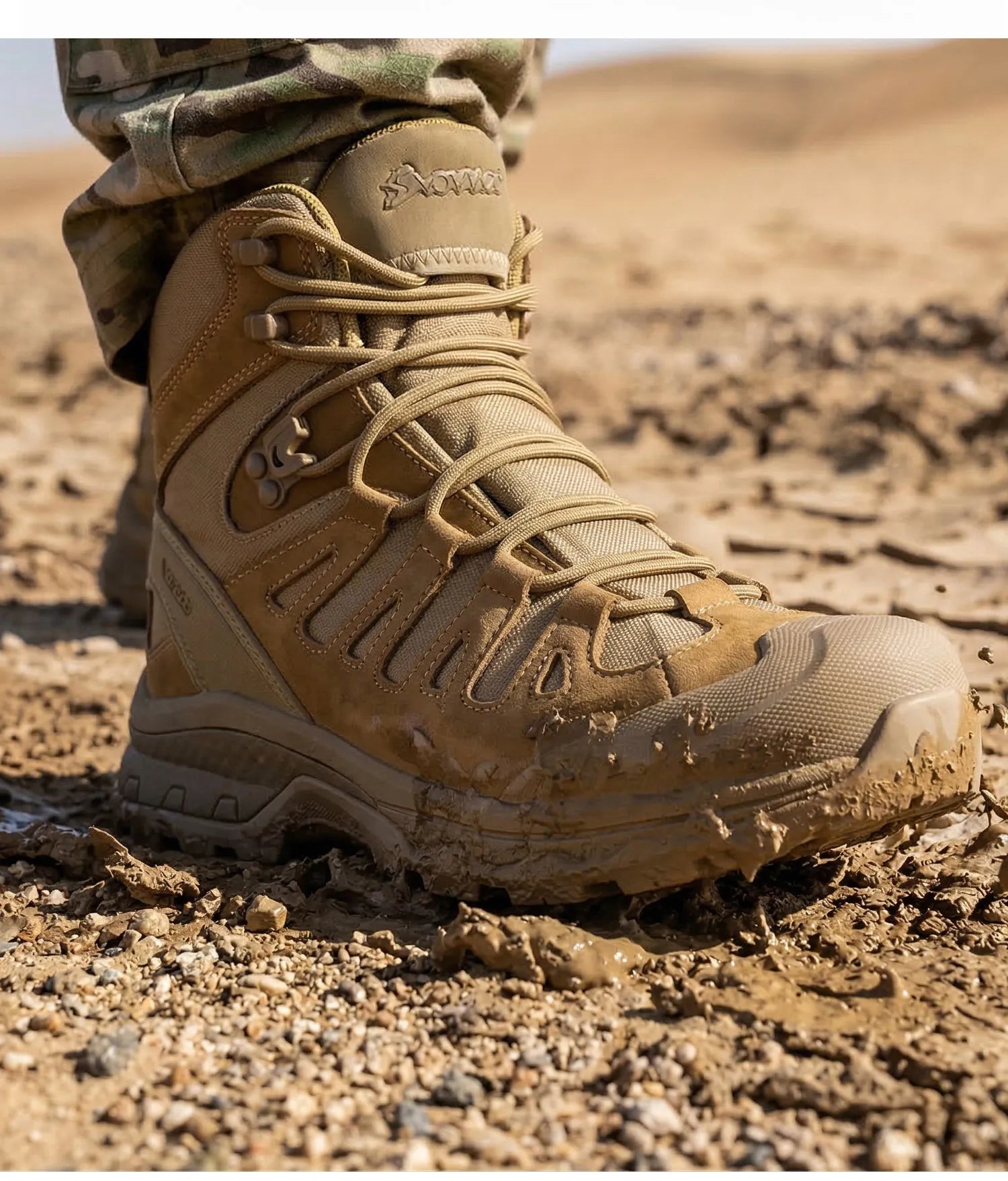 Men's Motorcycle Boots Waterproof  All Terrain Anti-slip Hiking Trekking Desert Combat 1000d Oxford Cloth Genuine Leather Boot