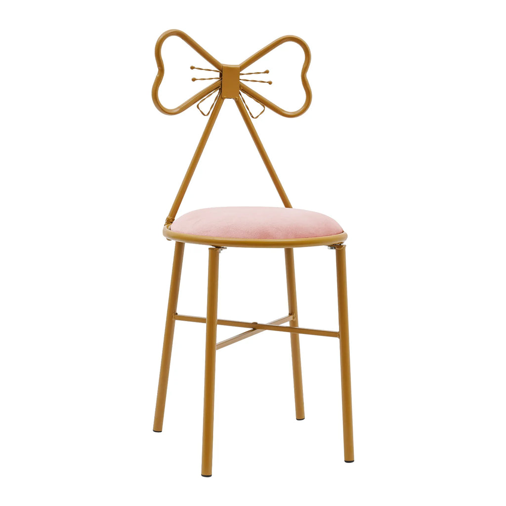 Butterfly Bow Tie Vanity Chair Modern Vanity Stool Velvet Cushion Makeup Chair Metal Frame Butterfly Backrest Chair Dining Chair