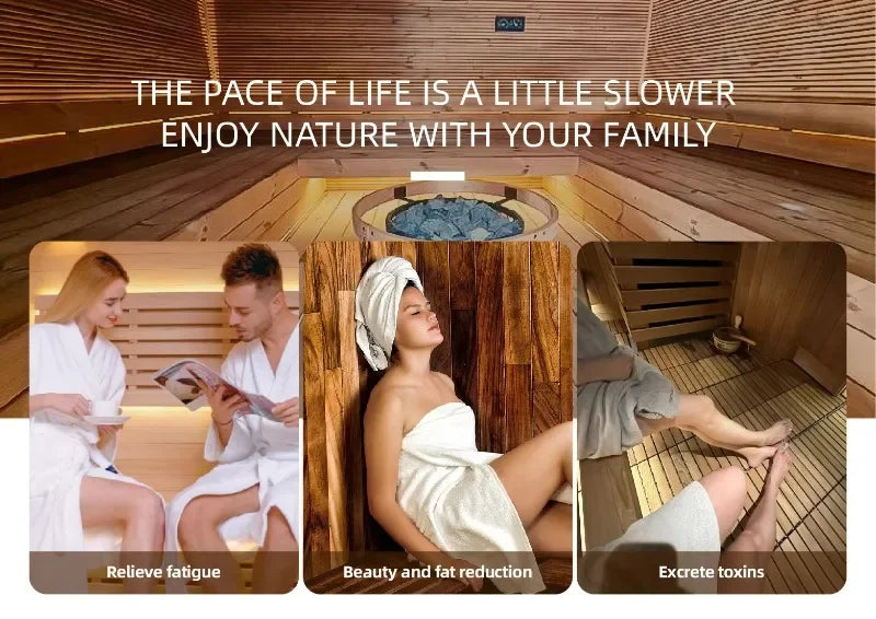 Traditional Outdoor Steam Sauna Room Customizable Size with Sauna Stove & Stones for Home