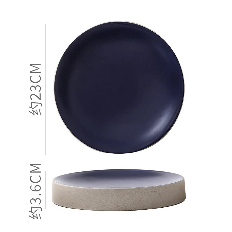 Vintage Round Ceramic Plate Creative Dessert Dim Sum Plate Pastry Plate Steak Plates Sushi Plates Molecular Cuisine Tableware
