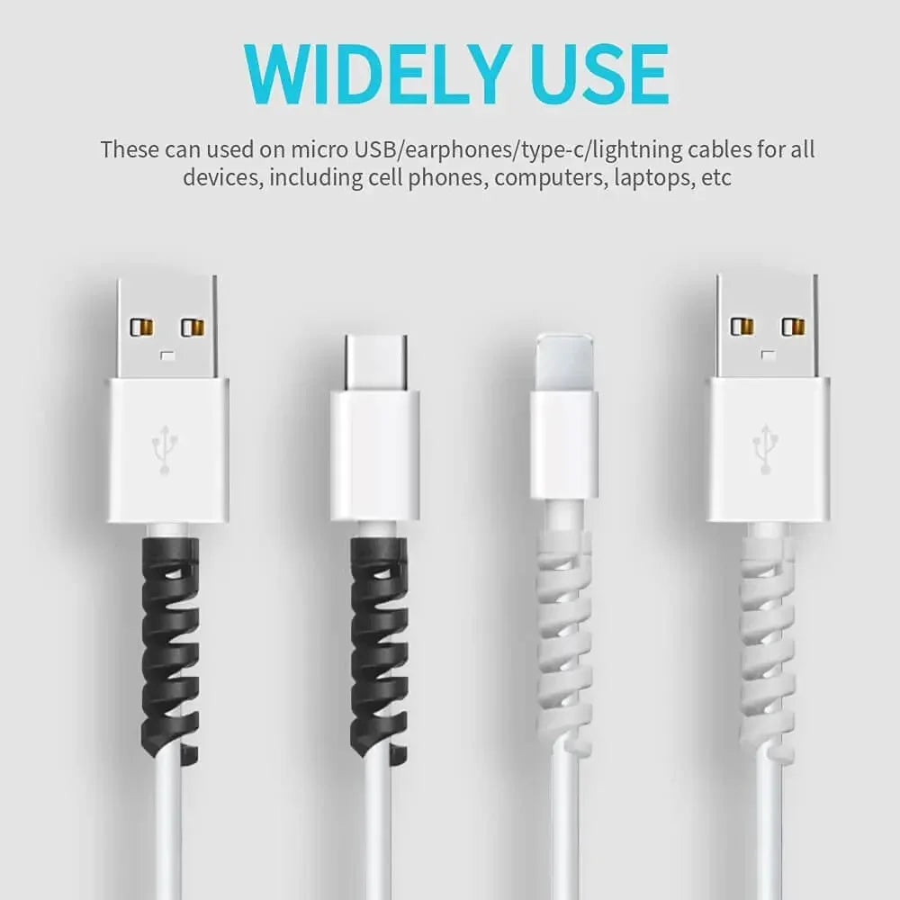 USB Cable Protector Charging Cable Spiral Silicone Protective Sleeve Wire End Cord Cover Savers for Phone Watch Charger Cable
