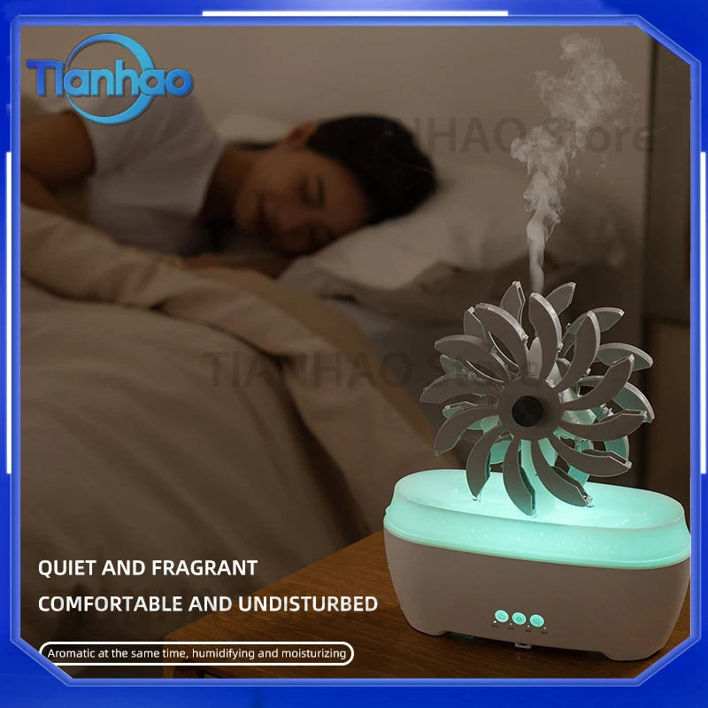 Hot Selling Windmill Aromatic 7 LED Color Air Humidifier for Home Portable Ultrasonic Rain Drop Aroma Diffuser