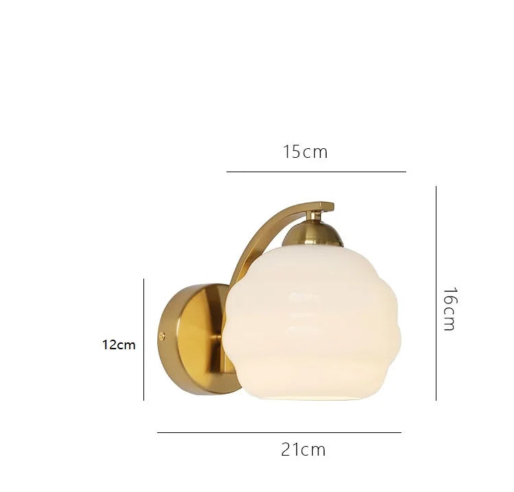 IWHD Milky Glass Ball LED Wall Lamp Sconce Iron Wrount Bedroom Living Room Bathroom Mirror Light Nordic Modern Wandlamp Applique