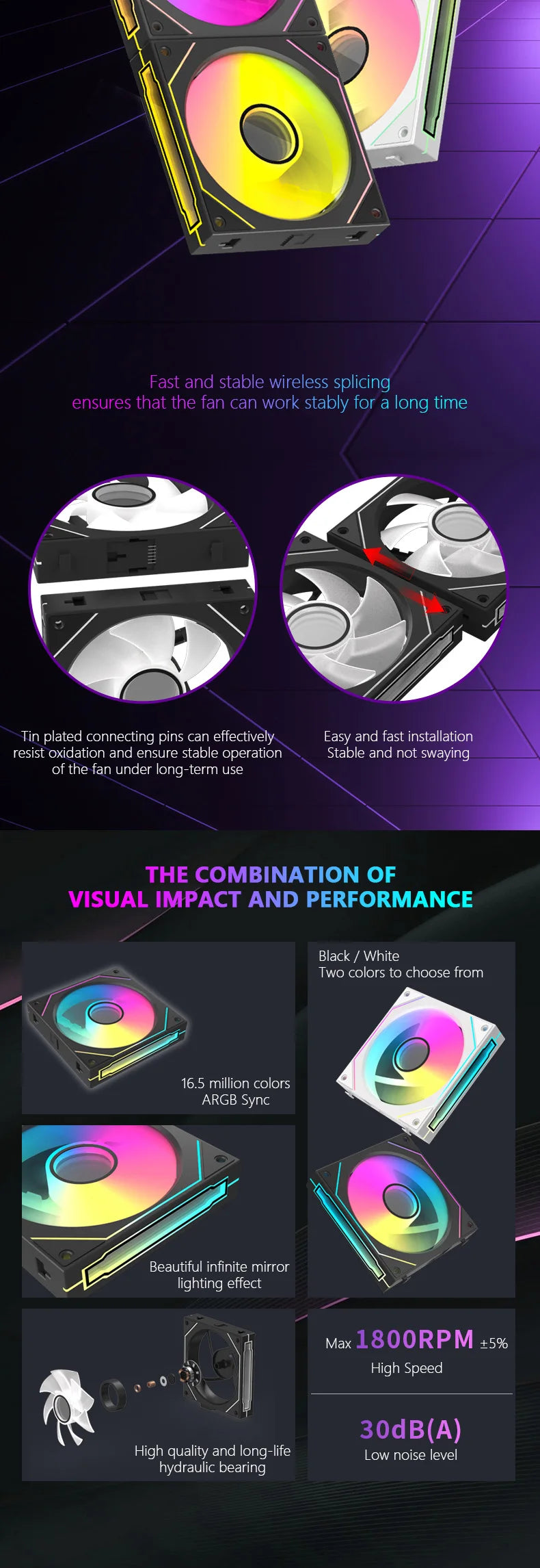 JUMPEAK MX120 Modular Stackable Splicing ARGB 240mm 360mm 120mm PC Case Cooling Fan Infinite Mirror For Computer Water Cooler