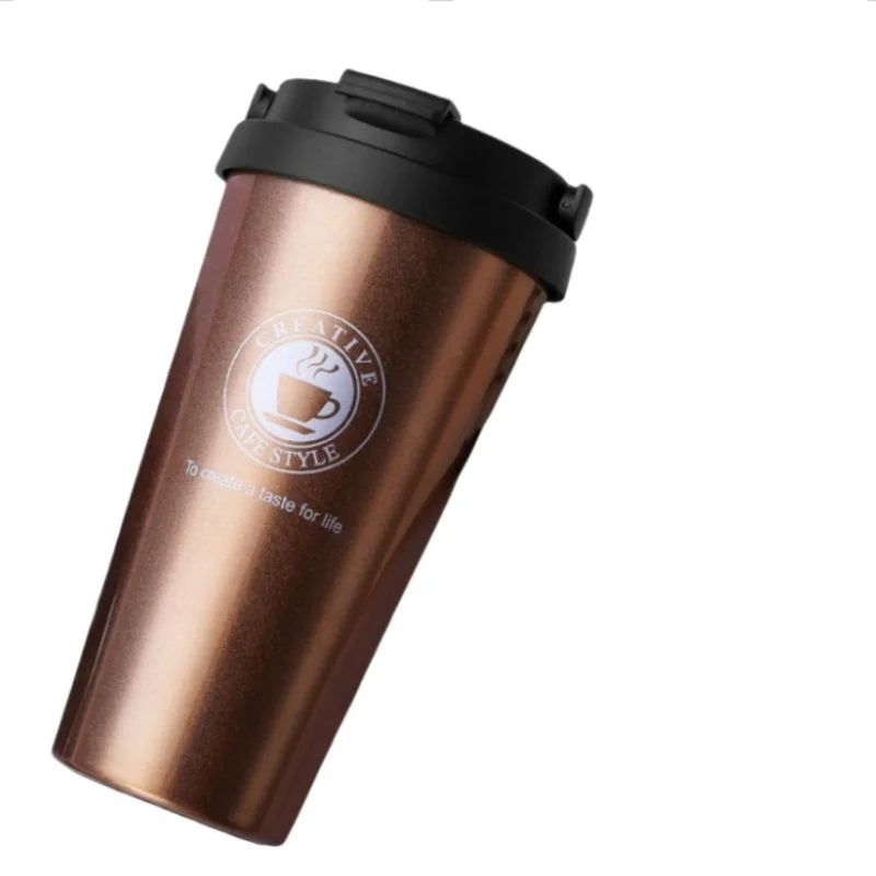 New American Simple Coffee Cup Portable Office Large-capacity Double-layer Vacuum Thermos Cup with Rope Seamless Lined Mug