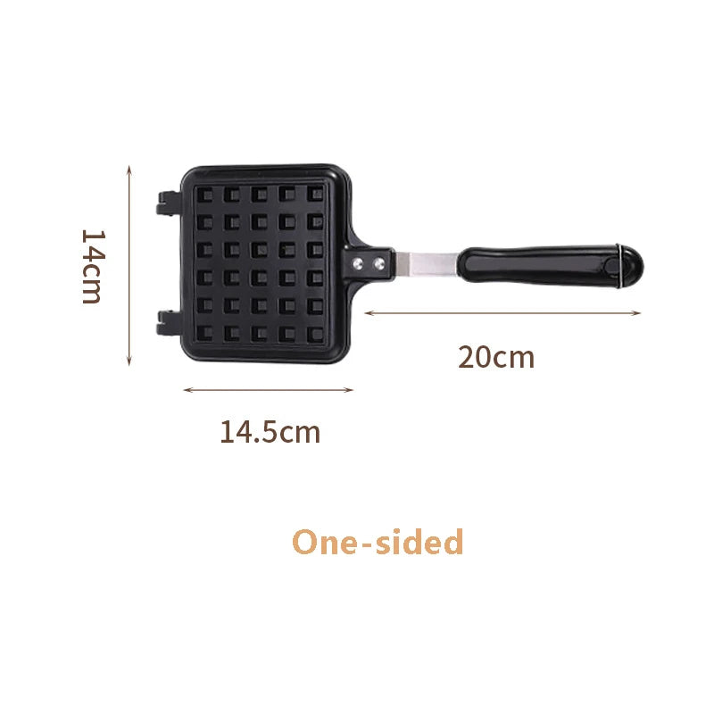 Professional Long Handle Waffle Baking Mold Square Double-Sided Waffle Maker Machine Durable Cast Aluminum Sandwich Maker Baking