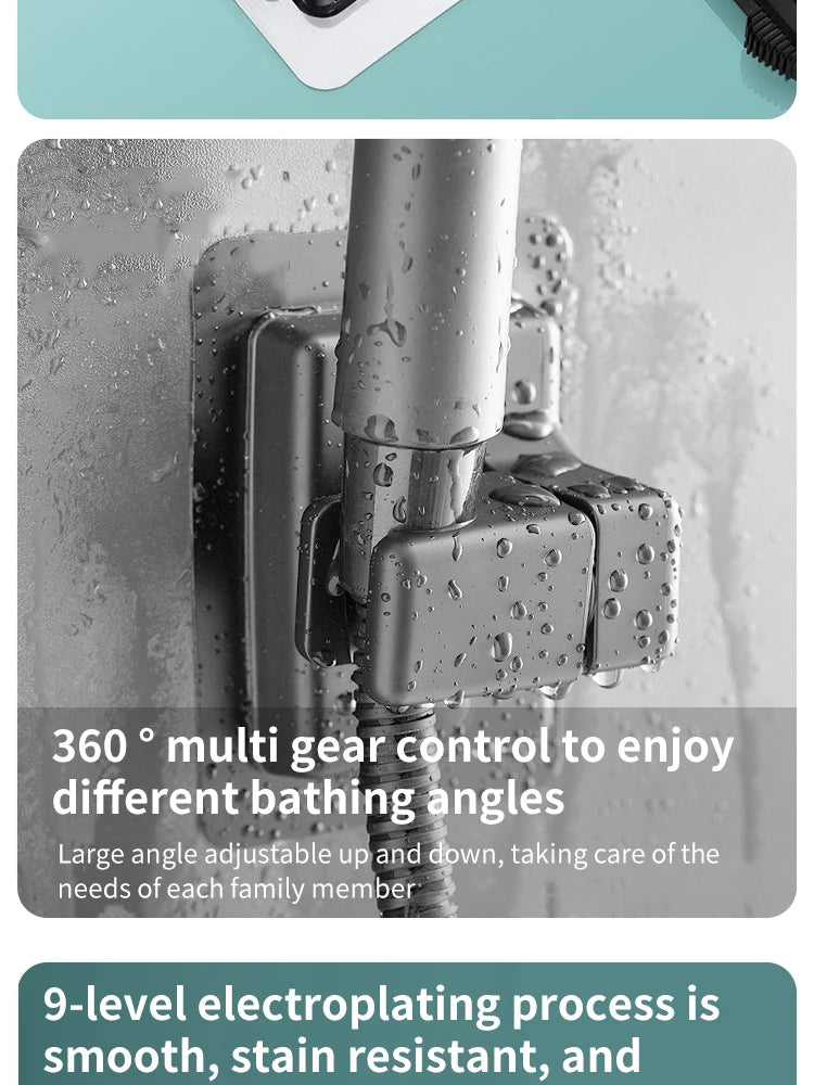Non Punching Bathroom Handheld Shower Stand ABS Adjustable No Drilling Wall Mount Bracket