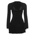 2026 Autumn. New Women's Fashion Erotogenic V-neck Lace Patchwork Stiglich Bell Sleeve Body Clothes Sexy Party Boho