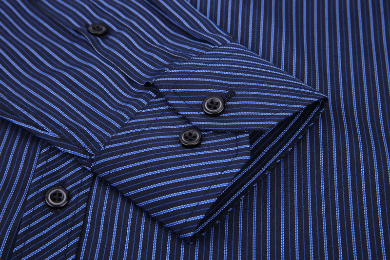 Oversized 9XL 8XL Mens Long Sleeved Shirt Casual Business Classic Plaid Striped Daily Slim Fit Button Male Social Dress Shirts