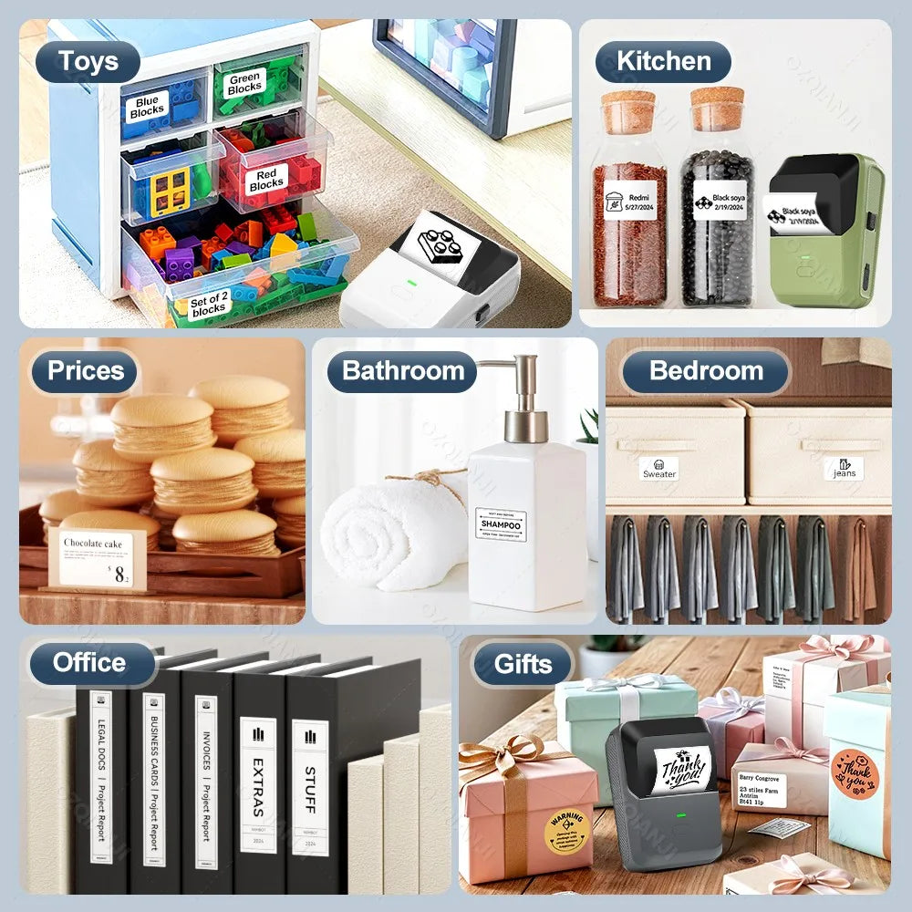 20-50mm P2 Mini Thermal Label Printer Portable Wireless Bluetooth Office Business Sticker Printer for Android / iOS