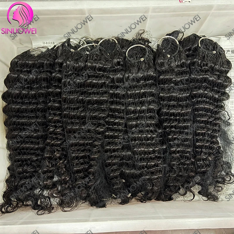 Knotless Pre Separated Deep Wave Crochet Human Hair Feather Real Hair Extensions for Braiding Deep Wave Curly Hair Extensions