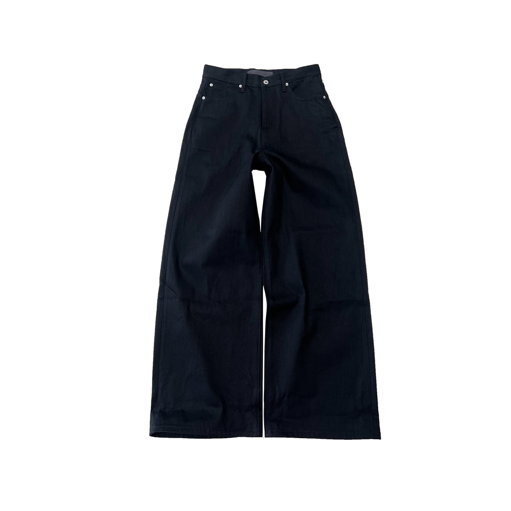 Black Raw Denim Jeans Baggy Pants Japanese Red Edge Raw Selvedge Fabric Straight Leg Men's Casual Trousers