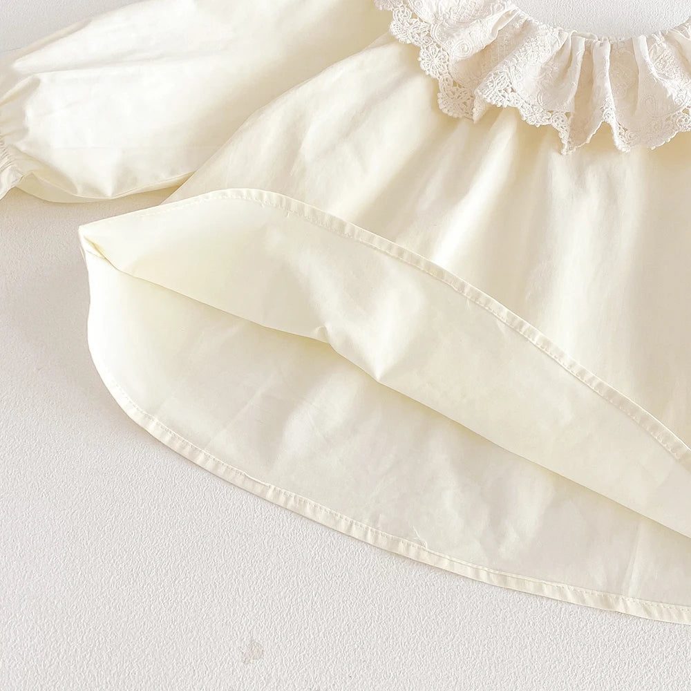 Baby Long-Sleeve Cotton Ruffle Blouse
