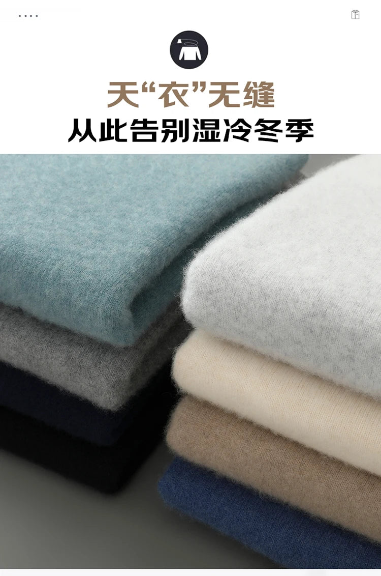 100% Australian Wool Knitted Men's O-Neck Sweater, Casual Business, Spring and Autumn Men's Long-Sleeved Pullover New Sweater