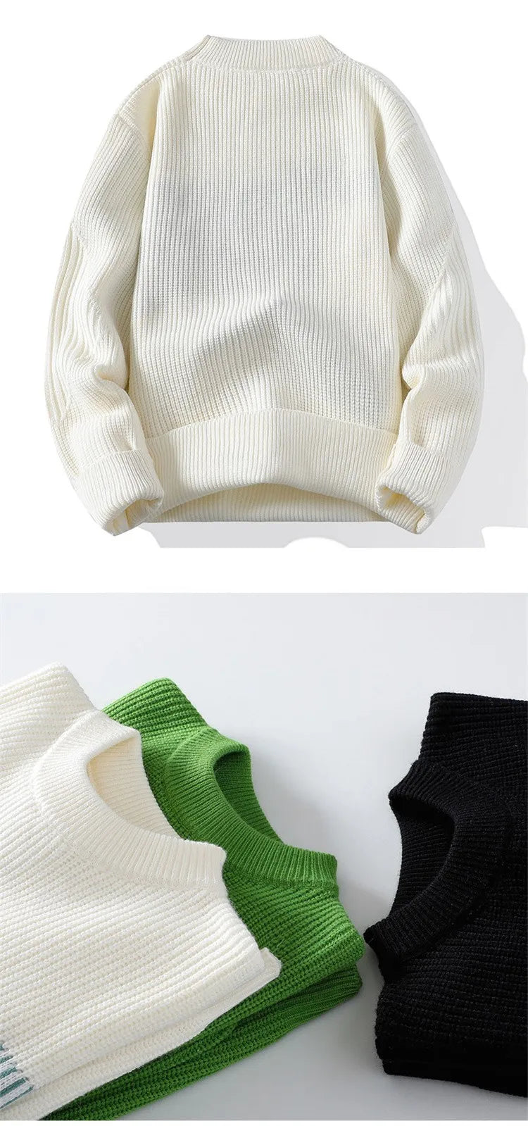 2025 Men's Sweater Fashion Pattern Autumn/Winter Knitted Sweater Fashion High Street Pullover Outdoor Loose Warm Thick