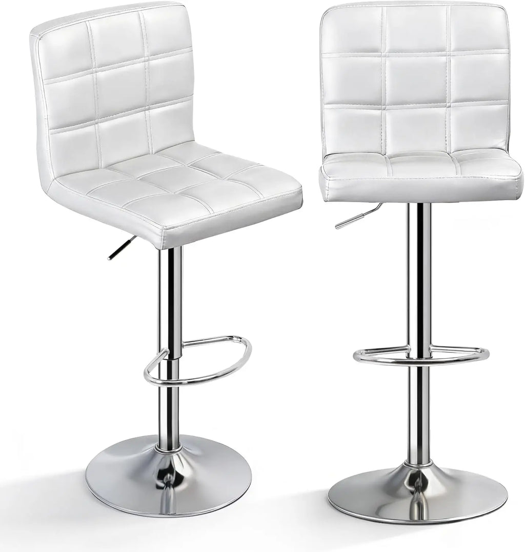 Kitchen double bar stool set, PU leather rotating adjustable tabletop height rotating stool, square backrest, 2 pieces