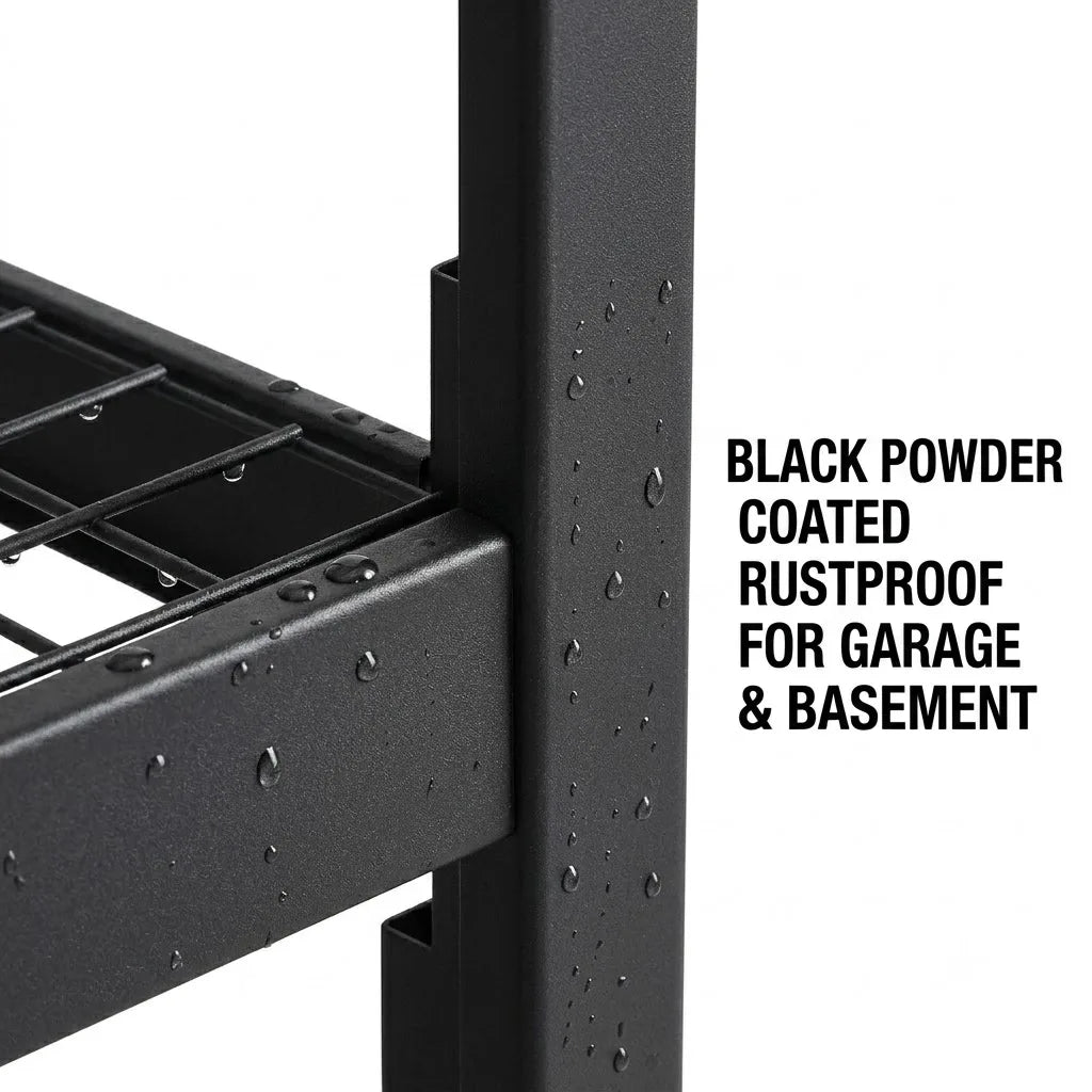 5 Tier Wide Mesh Steel Storage Shelf Heavy Duty Garage Organizer Rack, Upgraded Thick Double Folded Edge Frame No Deform, Adjustable Height Metal Shelving for Garage Basement Workshop Warehouse Home Tool Storage