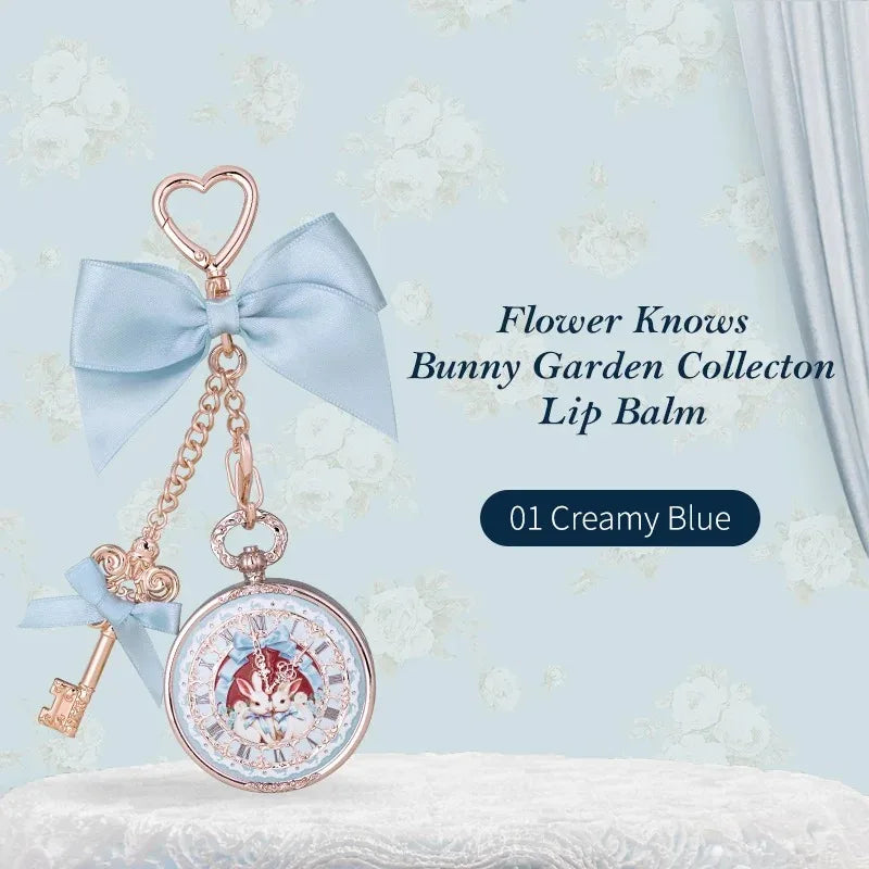 Flower Knows Lip Balm with Hyaluronic Acid and Hydrating Oil Blend Rabbit Garden Girl Heart Cute Anti Crack Lipstick Pendant