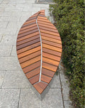 Thermal Designer Wooden Bench with Stainless Steel Frame Dual-Purpose Indoor Outdoor Seating Leaf-Shaped Wooden Slat Seat