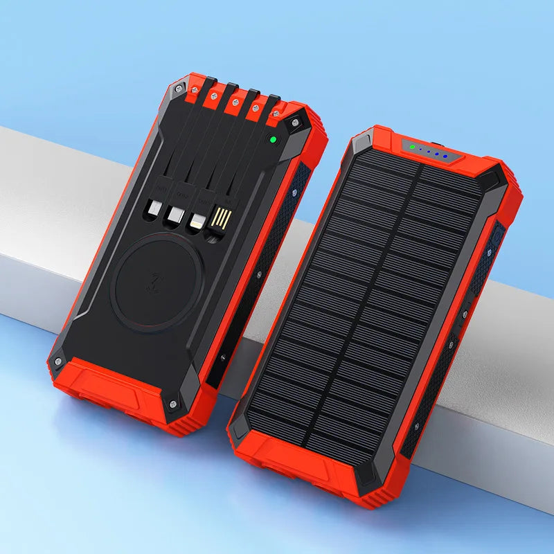 200000mAh Solar Power Bank Wireless Large Capacity Fast Charging External Battery Outdoor Survival Emergency Equipment