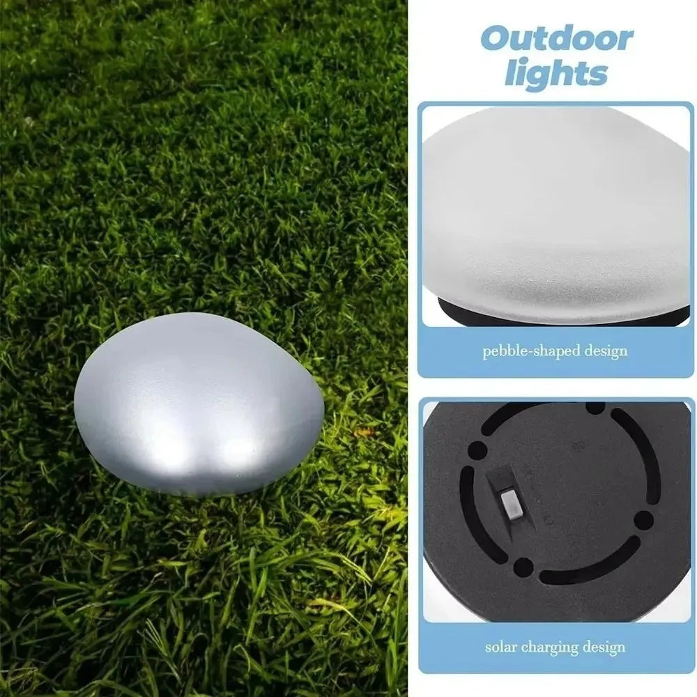 LED Solar Stone Light Solar Powered Decorative Frosted Glass Ground Lamp Waterproof Outdoor Waterproof Lantern Garden