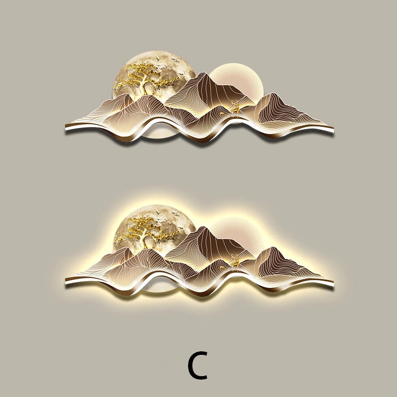 Modern LED Light Luxury Living Room High-grade Atmosphere Landscape Wall Lamp Painting Sofa Background Wall Lamp Painting