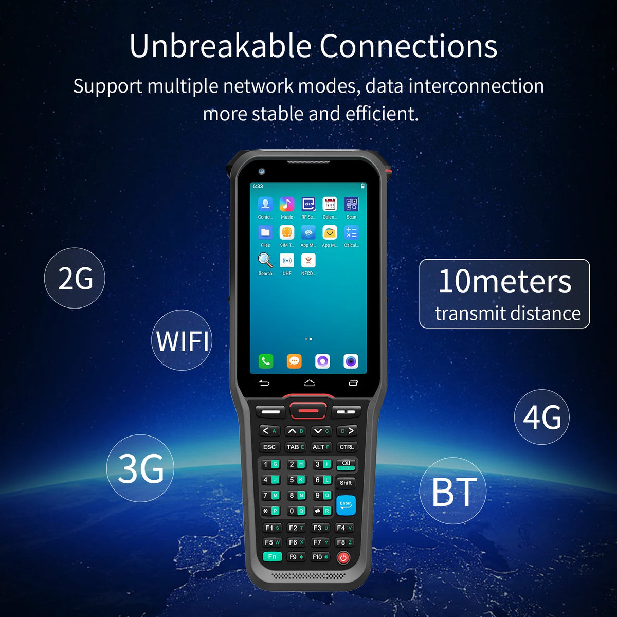 CHWEIDA 4 inch Full Keyboard Handheld Android PDA 1D 2D QR Code Barcode Scanner UHF RFID Reader Data Collector Terminal