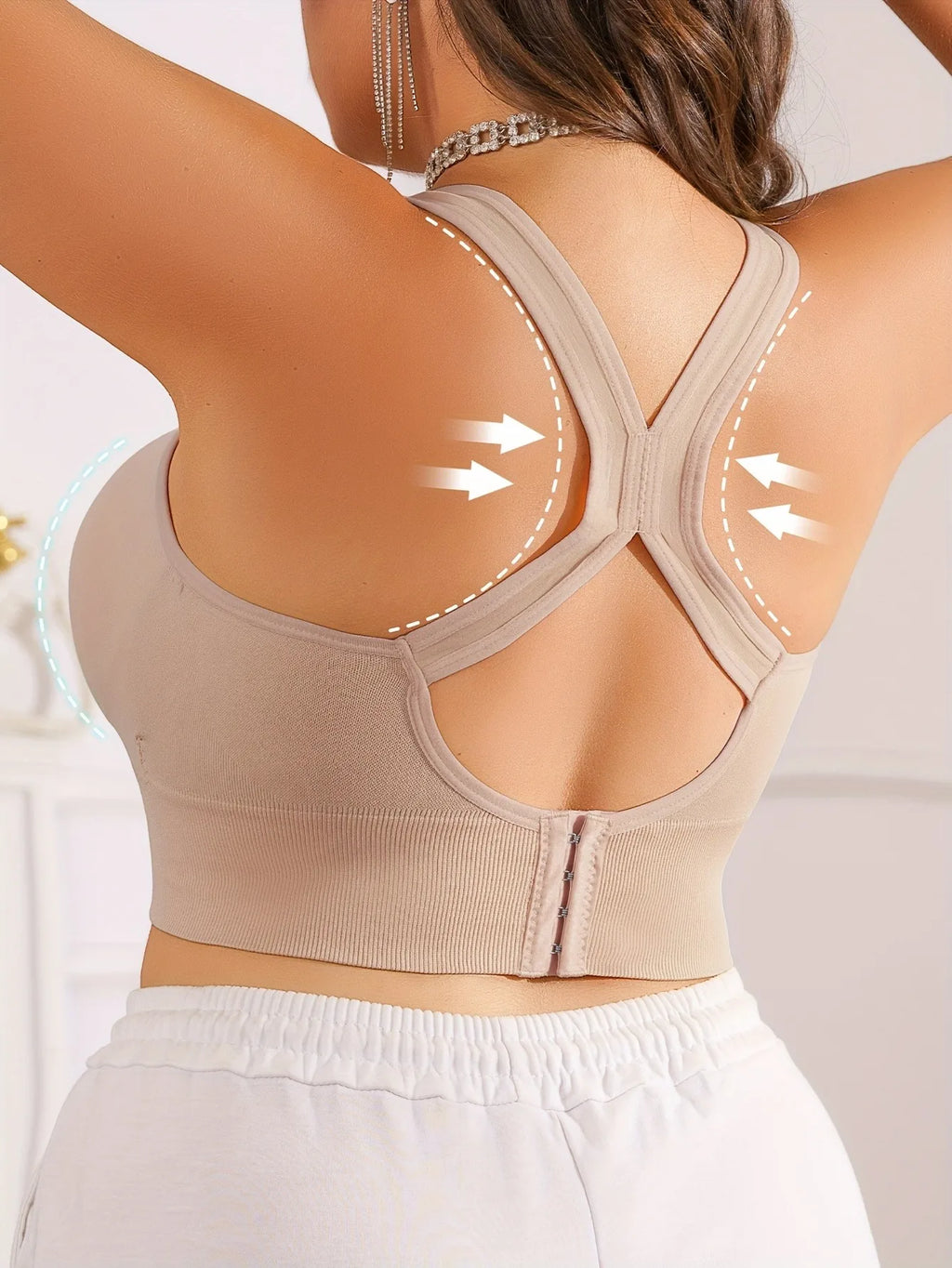 Plus Size Women's Sports Bra with Cross Straps And Padding,Push-Up,Comfortable,High-Elasticity,Breathable,Skin-Friendly