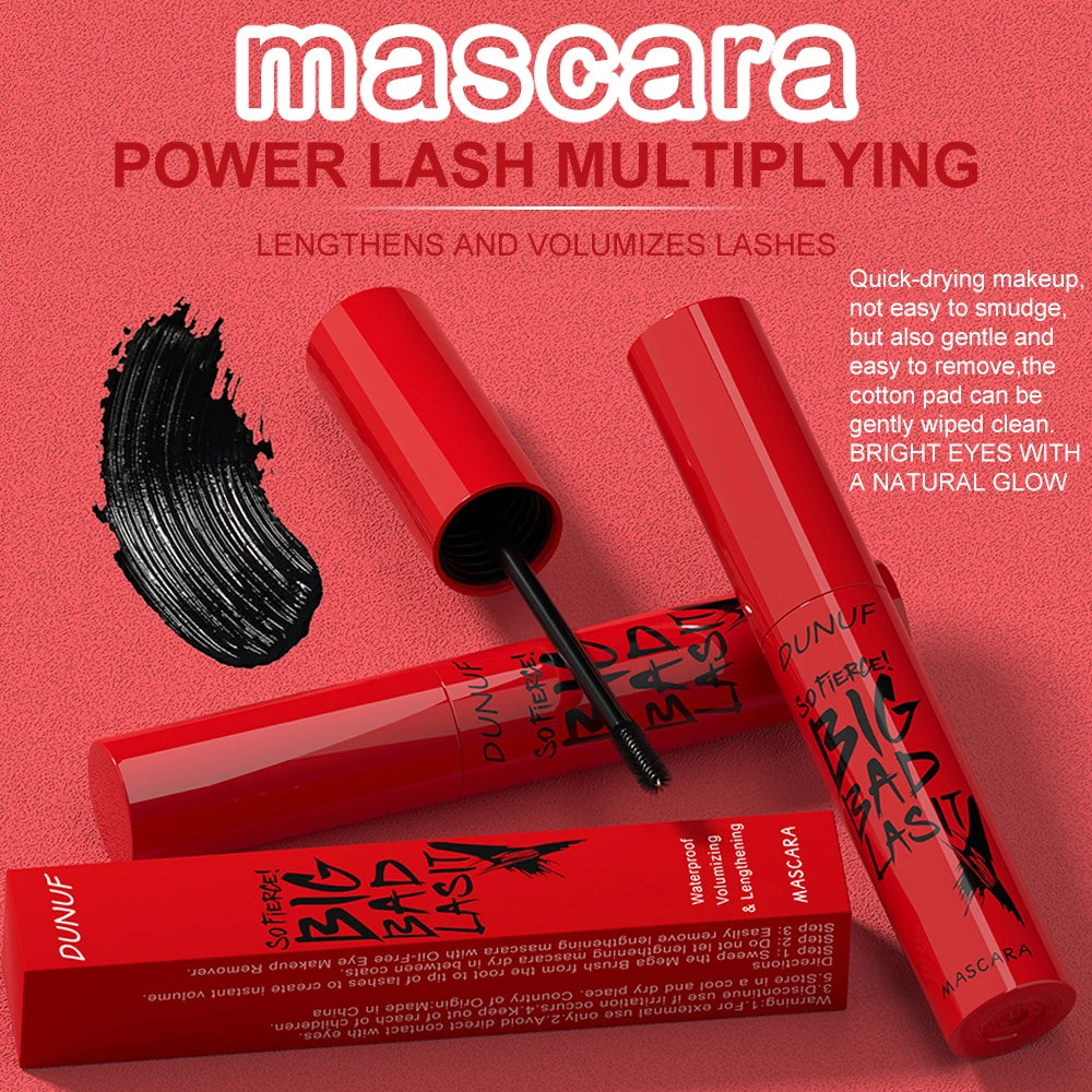 DUNUF Long-Lasting Mascara 1 Pcs Waterproof Sweat-Proof Non-Smudging Thin Thick Curling Beginner Friendly Makeup Product