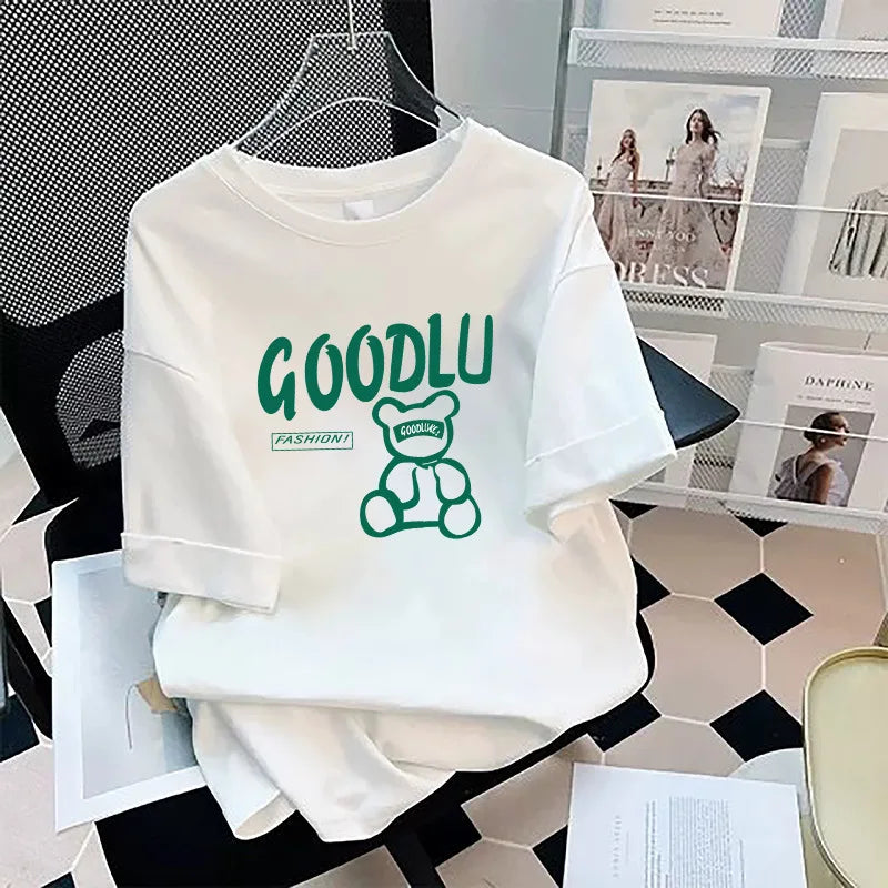 Loose Cotton Short Sleeve T-Shirt plus Size Men's Style Summer Top Comfortable Breathable Bottoming Shirt for plus Size Women