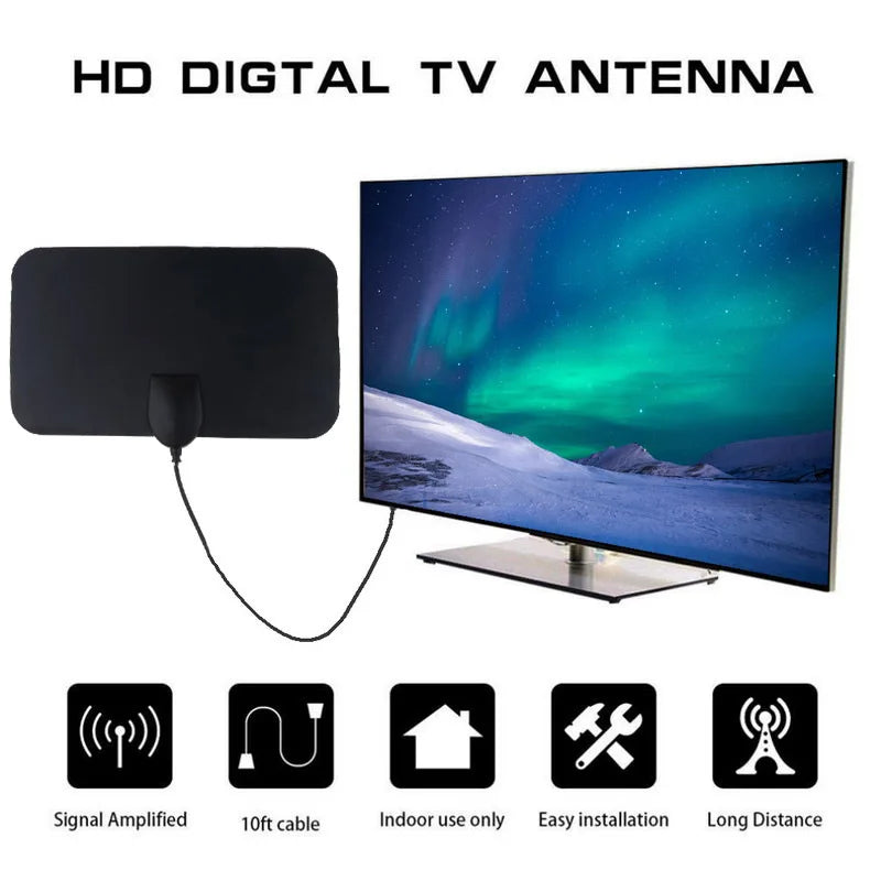 TV Digital Box Antenna Booster Hign Gain High Definition Aerial HD Flat Indoor Active Aerial For Car Antenna RV Travel Smart TV