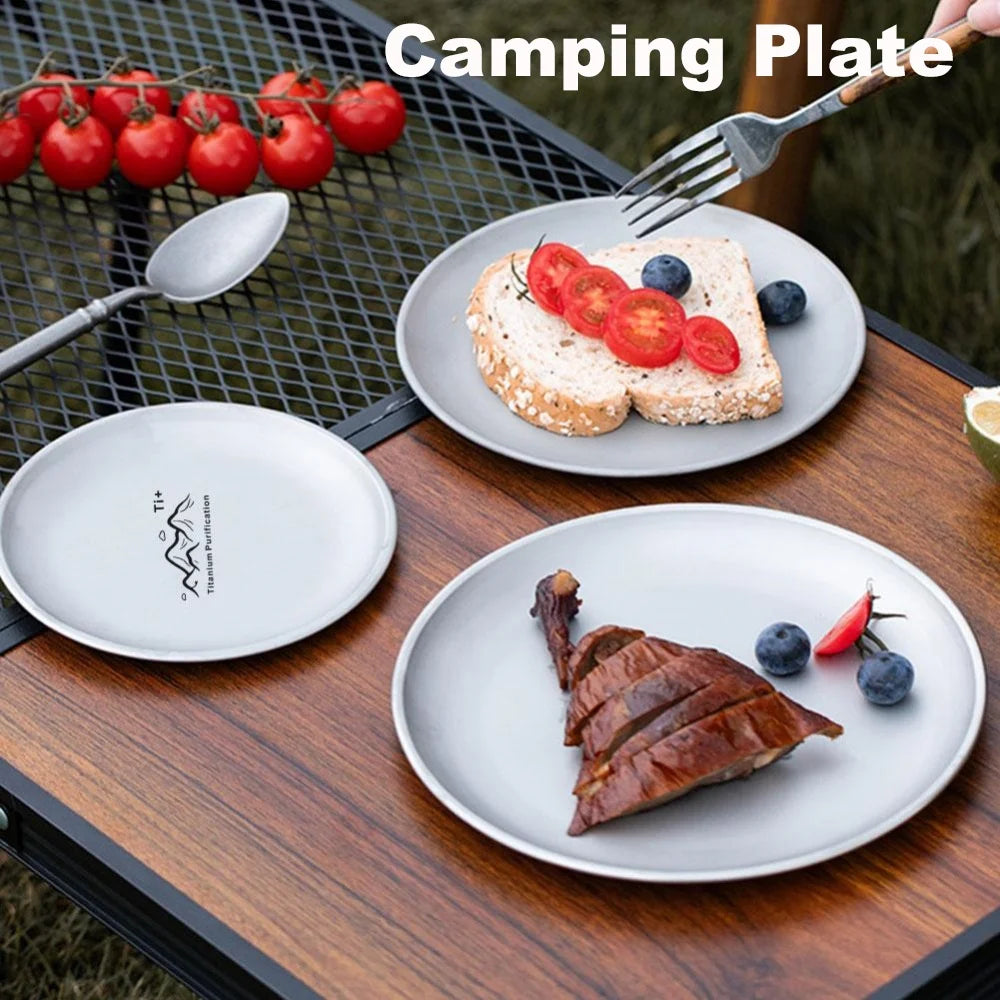 Camping Plate Lightweight Camping Plate For Barbecue Home Dinnerware Round Frosted Picnic Gear Reusable Tableware