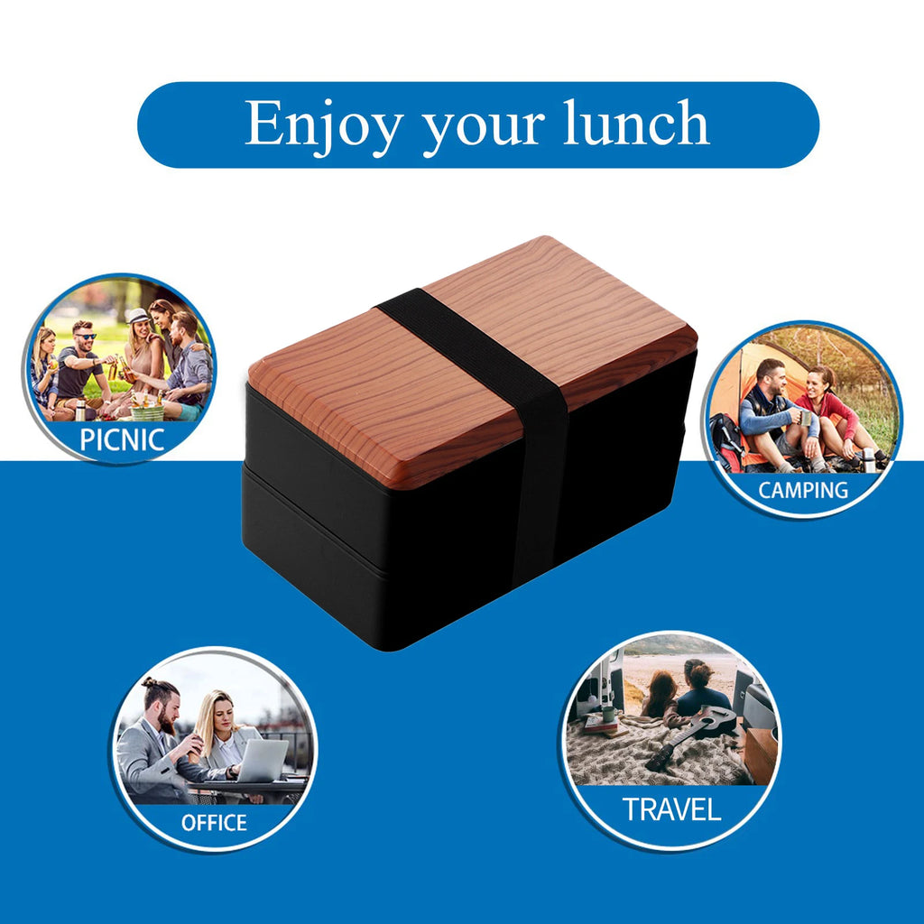 Untior Divided Lunch Box Picnic Microwave Japanese Bento Box Portable Double Layer Food Container For Kids Office Workers