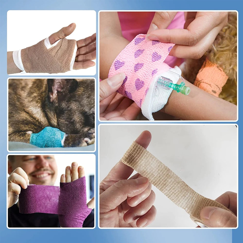 5Pcs/Lot 2.5cm Wide Colorful Athletic Wrap Tape Self Adhesive Elastic Bandage Elastoplast Sports Protector Wrist Finger Ankle