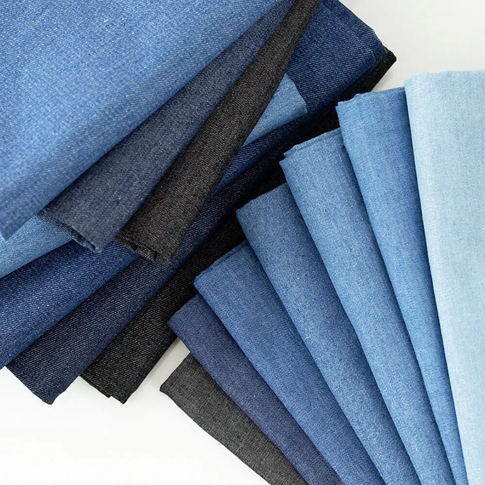 70x45CM Vintage Cotton Blue Denim Fabric Light Thin Soft Cloth For DIY Dolls Clothing Jeans Dress Bag Cap Apron Crafts Material