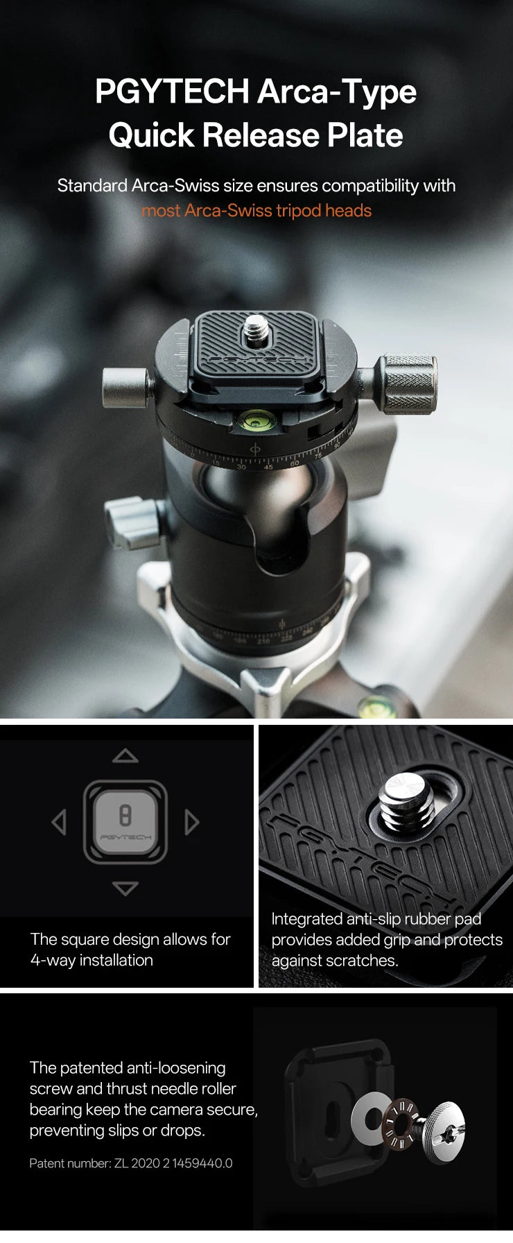 PGYTECH Arca-Type Quick Release Clamp & Plate V2 Set