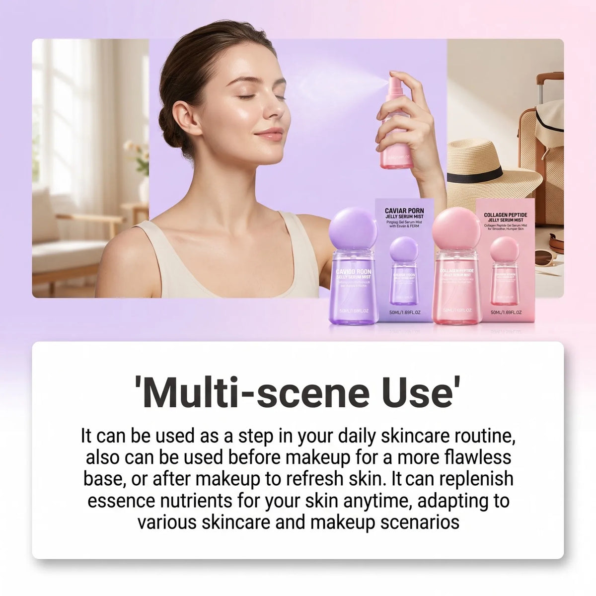 Collagen Peptide Jelly Serum Mist Smooth Dry Moisturizing Brighten Firm Fade Pore Nourishing Face Care Caviar Pdrn Essence Spray