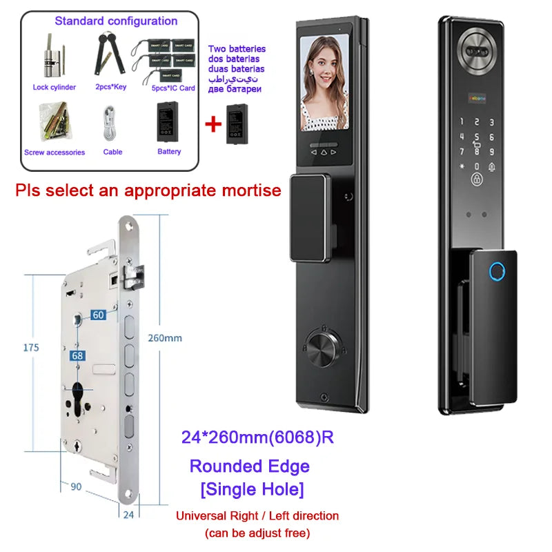 Wifi Tuya APP 3D Face Recognition Smart Door Lock With Camera Video Call Voice Intercom Digital Door Lock Automatic Door Lock