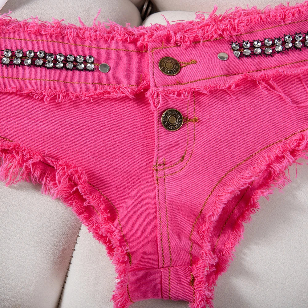 Womens Low Waist Denim Jeans Shorts Hottie Sexy Nightclub Mini Shorts Pants Jeans Slim Young Ladies White Pole Dance Hotpants