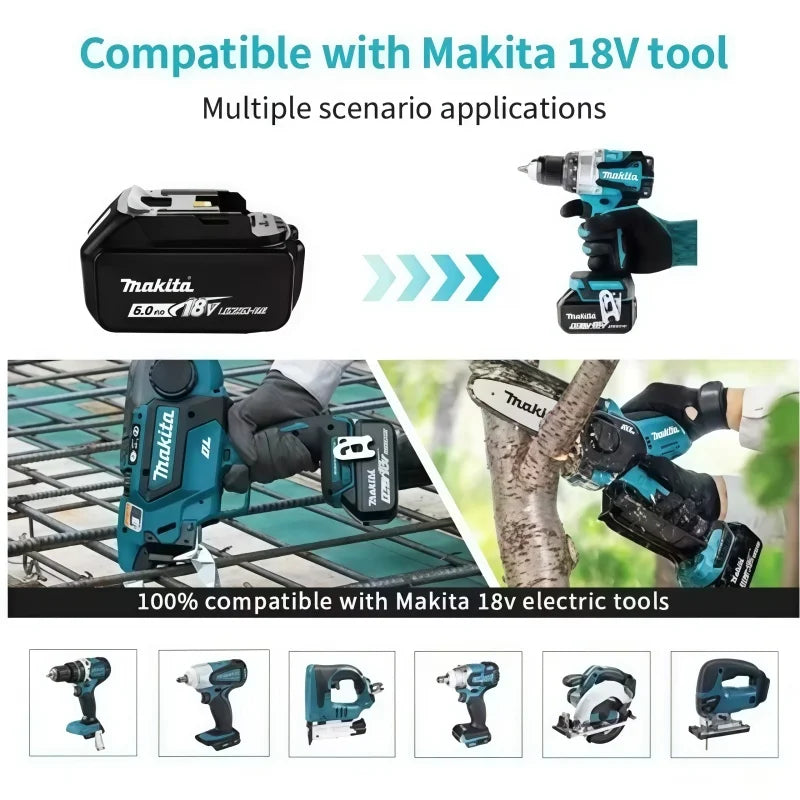 Original Makita 18V 6.0Ah Rechargeable Battery ,For Makita BL1830 BL1830B BL1840 Power Tools Battery+electric drill+charger