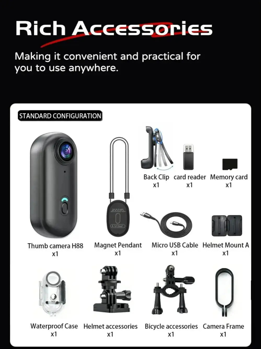 4K UHD Motorcycle Mini Action Camera Body POV Magnetic 30M Waterproof 2.4G WiFi Small Action Video Vlogging Camcord Helmet Bike