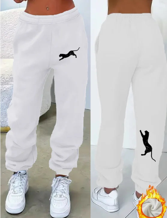 Y2K, Trendy Fashion, Trendy Prints, Women's Fleece-Lined Loose Sweatpants, Casual and Comfortable, Women's Autumn and Winter Clothing