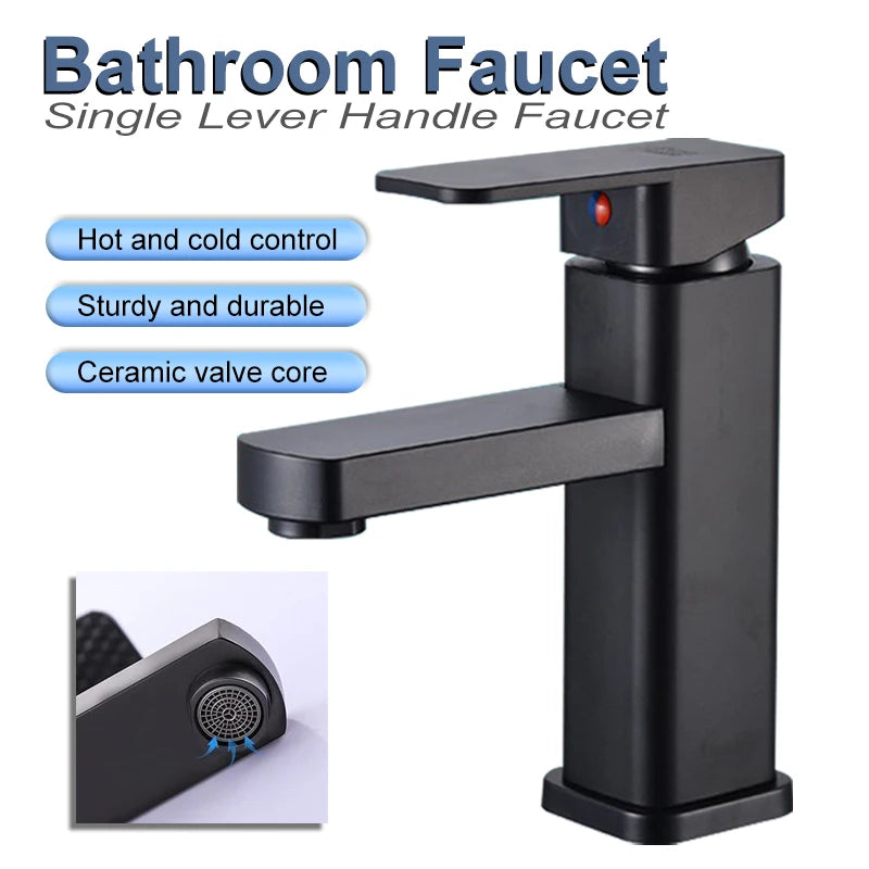 Stainless Steel Bathroom Faucet with Hot And Cold Water Outlet Valves Versatile Sink Faucet for Bathroom Cabinet And Basin