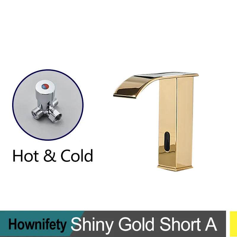 Hownifety Hot Cold Smart Sensor Bathroom Basin Faucet Deck Mount Waterfall Outlet Mixer Crane Tap Automatic Sense Touchless