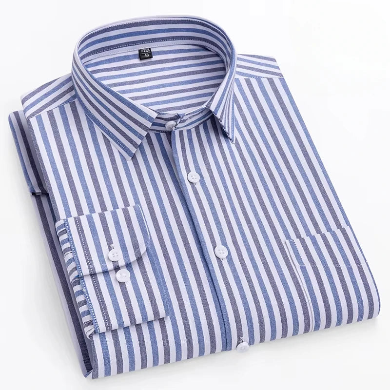 New in shirt over size long-sleeve shirts for men slim fit formal plain shirt soft comfortable striped plaid office full clothes