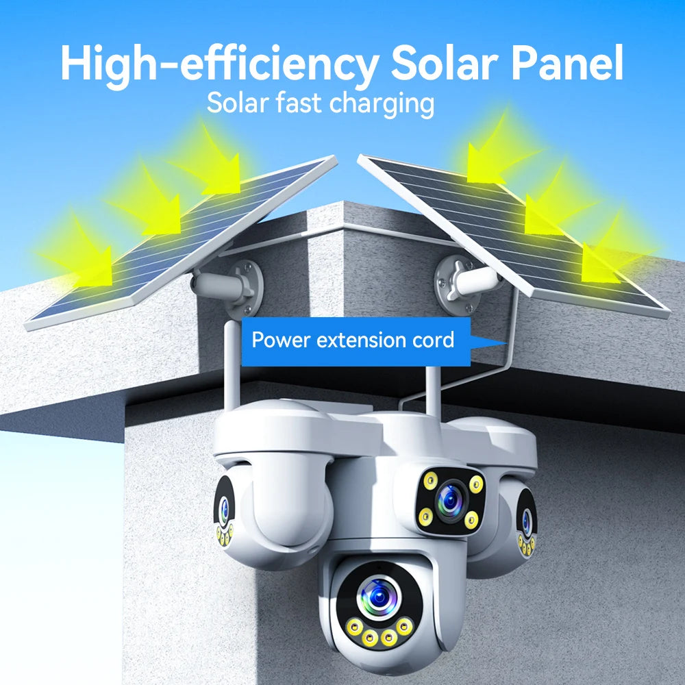 4-Screen 4G Solar Security Camera 20MP PTZ Outdoor Cam with AOV Mode 5X Zoom 12000mAh Battery Wireless CCTV Surveillance O-kam
