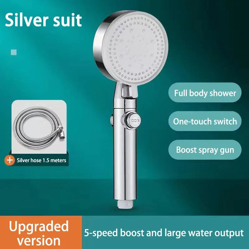 Shower Head 5 Modes Water Saving Adjustable High Pressure Showerhead Handheld Spray Hangable Bathroom Accessories Hot Selling