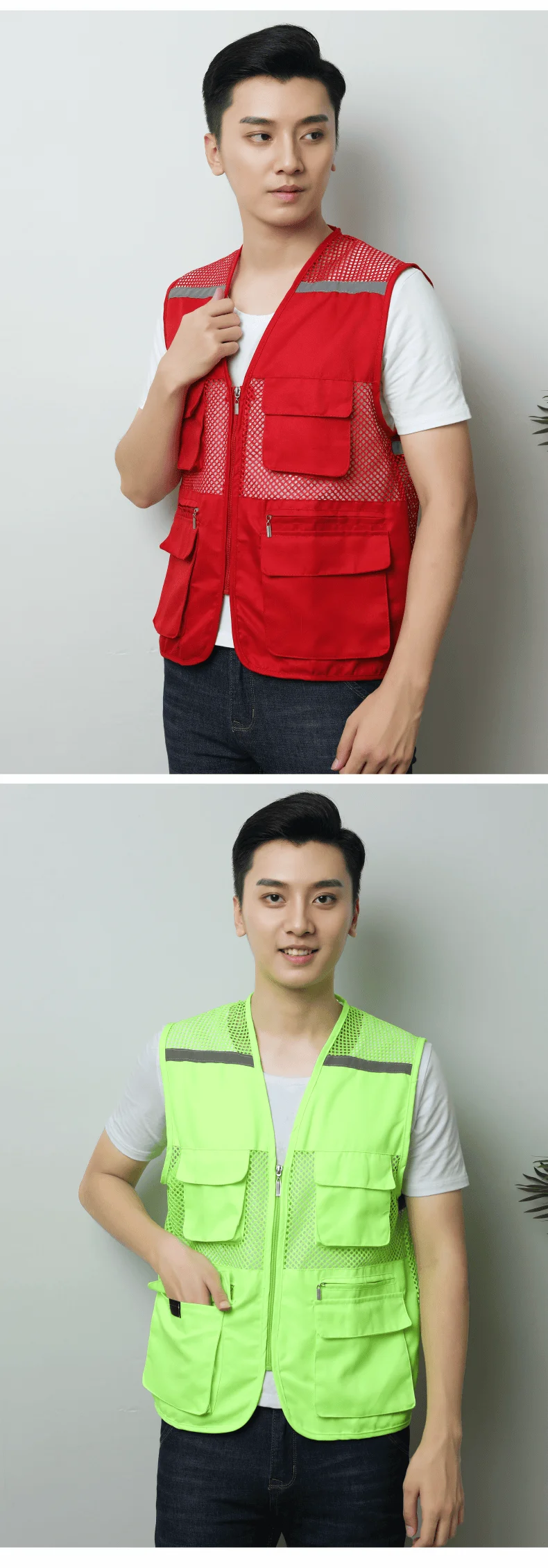 2026 Printing Logo Breathable Men's Summer Mesh Vest Photography Work Multi-Pockets Outdoors Journalist's Vest Sleeveless Vest